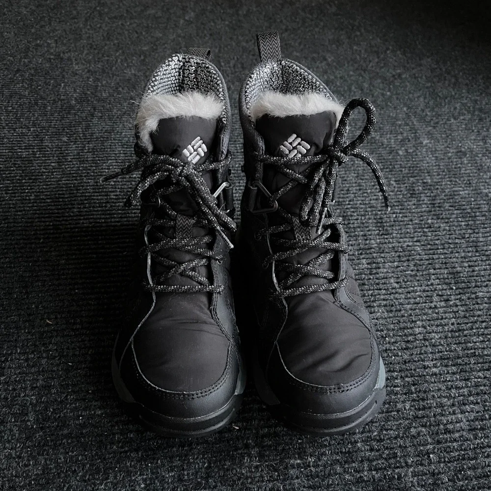 Columbia Paninaro Omni-Heat Winter Boots Womens 6.5 Black Waterproof Faux Fur